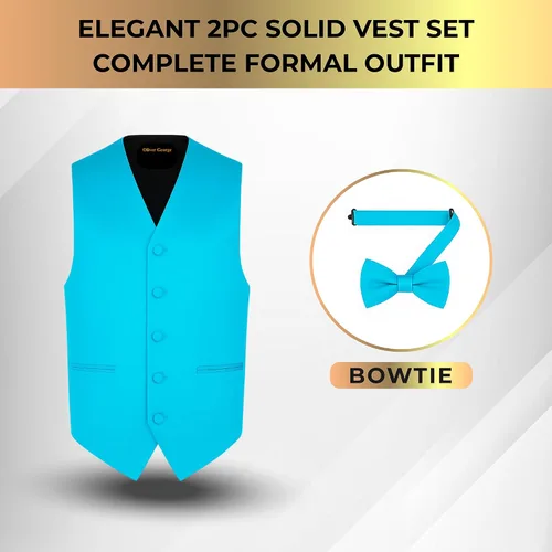 Miniatura 5 de Conjunto de chaleco formal sólido para hombre, esmoquin, chaleco y pajarita para traje o esmoquin