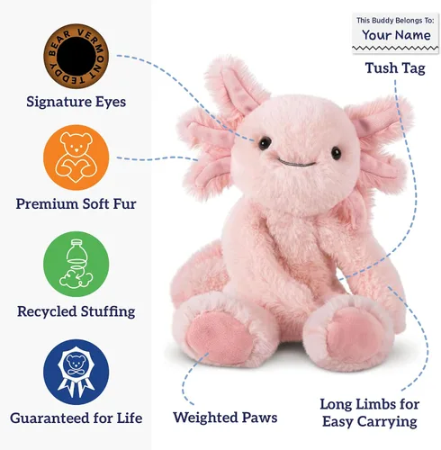 Miniatura 5 de Vermont Teddy Bear Peluche de Axolotl – Juguetes de Animales de Peluche Axolotl Rosa de 15 Pulgadas, Peluche Ultra Suave y Tierno, Juguete de Regalo
