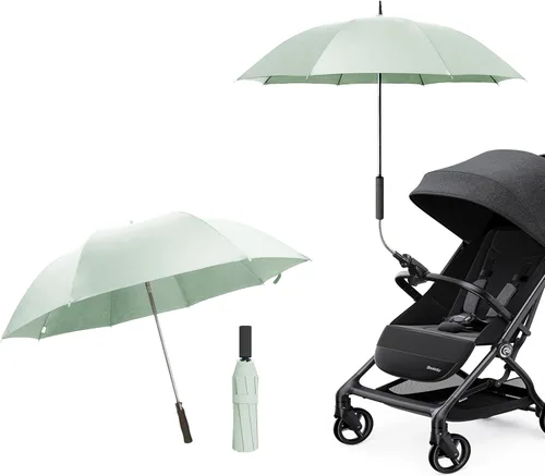 Miniatura 13 de Paraguas universal para cochecito de bebé, paraguas de bicicleta 210T, poliéster resistente al agua 360°, sombra ajustable Negro (Charcoal Black)