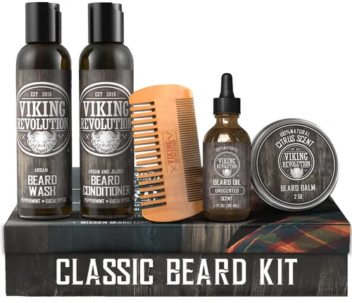 Viking Revolution Acondicionador definitivo para el aseo de la barba de los hombres, suaviza, suaviza y alivia la picazón de la barba, contiene