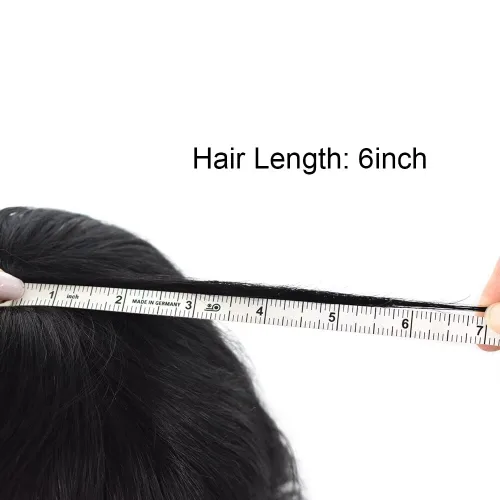Miniatura 6 de LYRICAL HAIR Toupee para hombres de piel fina inyección de PU unidad de peluca para hombre 1# Jet Real Natural Cabello humano Pieza Sistema