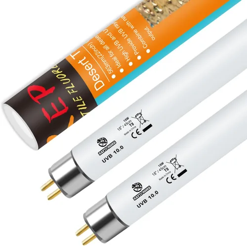 T8 UVB - Luz de reptil 15 W 10.0-2 unidades, bombilla UVA UVB para reptiles, tubo de lámpara UVB para reptiles para dragón barbudo 15W Uvb 10.0 2pack