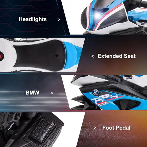 Miniatura 8 de Aosom Motocicleta con licencia de 6 V para niños, todoterreno con batería de tres ruedas con USB, AUX, música y faros delanteros para niños