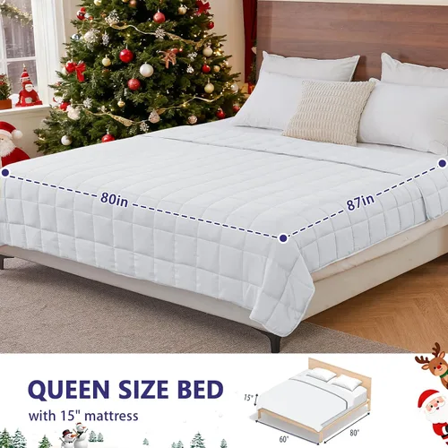 Miniatura 99 de Yescool - Manta con peso para adultos (15 libras, 60 x 80 pulgadas, azul), manta de enfriamiento pesada para dormir, 140-160 libras, manta
