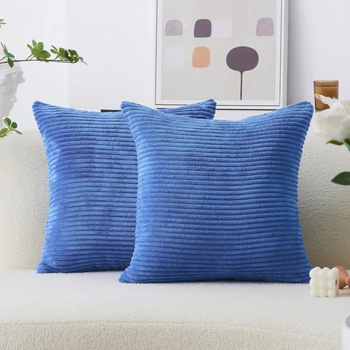 Miniatura 19 de Home Brilliant Fundas de almohada decorativas de terciopelo a rayas de 12 x 20 pulgadas, rectangular, 12 x 20 pulgadas, color azul marino