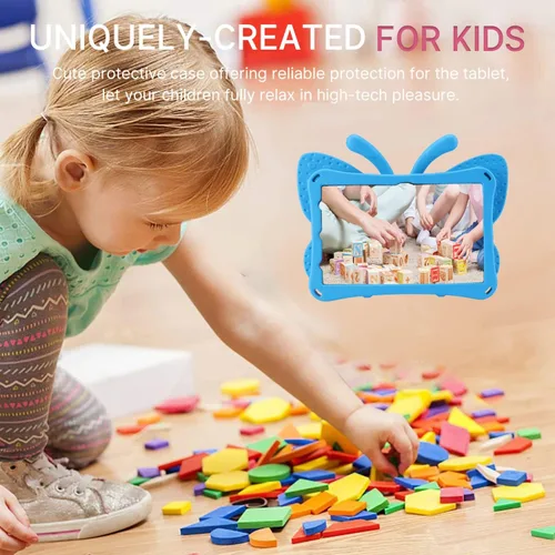 Miniatura 64 de FW Fire 7 - Funda para tablet para niños, Amazon Fire 7 2022, funda de mariposa con luz de atril, EVA, protección contra caídas, resistente, a