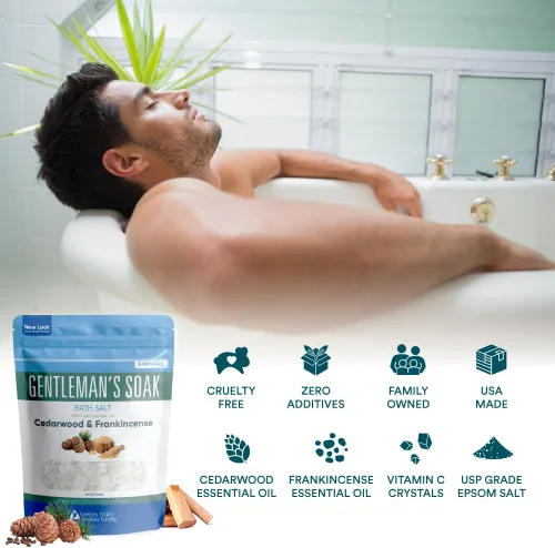 Miniatura 3 de Gentleman's - Sal de baño de 32 onzas (2 libras) de sal de Epsom para hombres con madera de cedro natural y aceites esenciales de incienso más