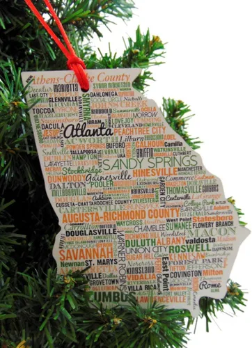 Miniatura 2 de Adorno de madera para árbol de Navidad de Georgia, hecho en los Estados Unidos