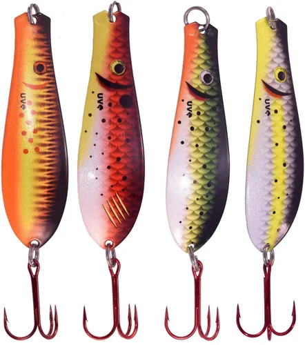 Miniatura 8 de Doctor Spoon - Paquete de 4 cucharas de pesca ultra violeta de alta calidad, con imagen innovadora y tecnología de acabado ultra violeta, ideal