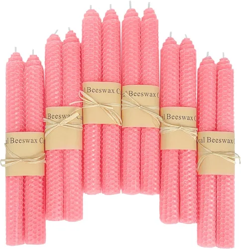 Miniatura 8 de Lacaser Velas cónicas de cera de abeja natural a granel, candelabros de colores en colores del arcoíris, sin humo y sin perfume, velas de 9 pulgadas