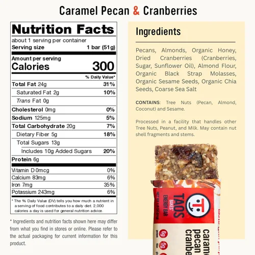 Miniatura 2 de Taos Bakes - Nuez de caramelo + arándanos - Barras de desayuno - 0.17 oz de fibra y sin gluten - Snacks saludables para adultos - Lleno de nueces