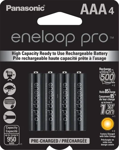 Miniatura 5 de Panasonic K-KJ75KHC66A Eneloop pro - Baterías recargables de alta capacidad 6AA, 6AAA y Panasonic BK-4HCCA4BA pro AAA de alta capacidad Ni-MH
