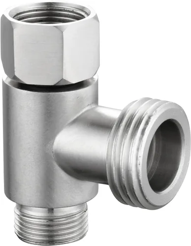 Tecmolog 3-way 3/8" y 1/2" Adaptador de 3 vías Conector en T de acero inoxidable 3/8" Línea de agua T montaje níquel cepillado, 1 unidad, SBA020B