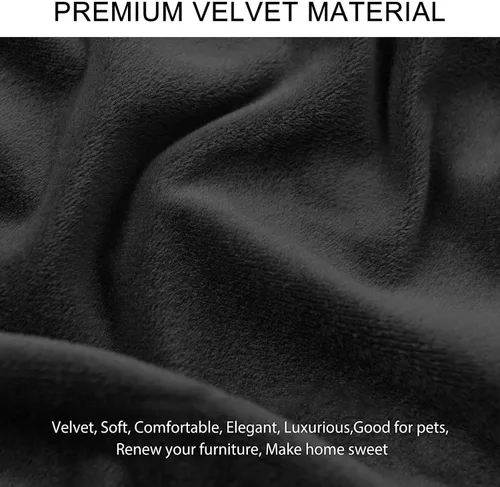 Miniatura 3 de Fundas de cojín de terciopelo para sofá, funda elástica para cojín de sofá suave, protector de muebles extraíble y lavable para sala de estar, Negro