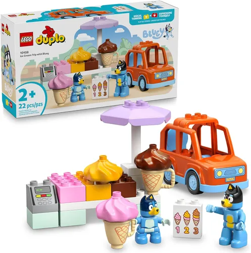 LEGO DUPLO Bluey Ice Cream Trip with Bluey - Juguete para niños pequeños, niños y niñas de 2+ años - Incluye figura y puesto de helados - Juguete
