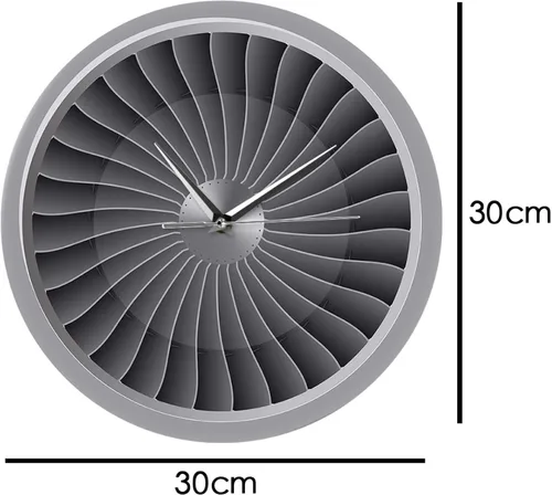 Miniatura 2 de Reloj de pared – 12 pulgadas silencioso sin tictac motor a chorro de turbina ventilador de motor impreso acrílico reloj de pared de avión arte