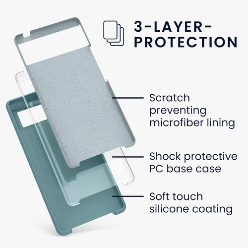 Miniatura 712 de kwmobile Funda Compatible con Google Pixel 6 Pro - Funda de teléfono de silicona TPU con acabado suave - Azul Arrecife