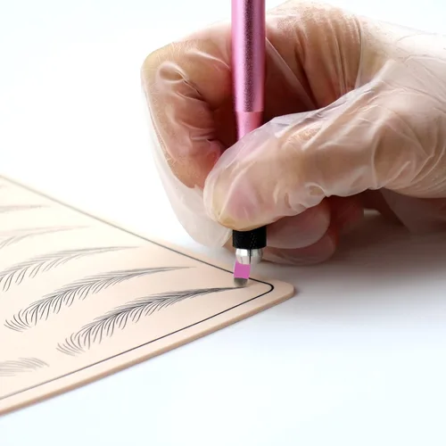 Miniatura 3 de 50pcs rosa desechable microblading artista Blade #12 Nano Microblades 0.007 in Microblading cejas suministros agujas tamaño disponible 12F 14F 18U