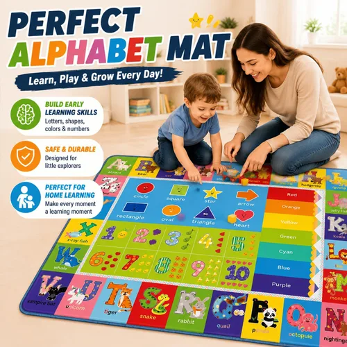 Miniatura 5 de Alfombra ABC, alfombra para niños para sala de juegos, alfombra de juego para piso de aula para niños, alfombras preescolares con ABC, números