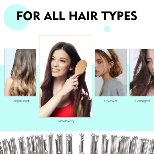 Miniatura 6 de Cepillo de pelo Combetter de bambú, para alisar el cabello y masajear el cuero cabelludo, cepillo desenredante antiestático, cepillo de madera