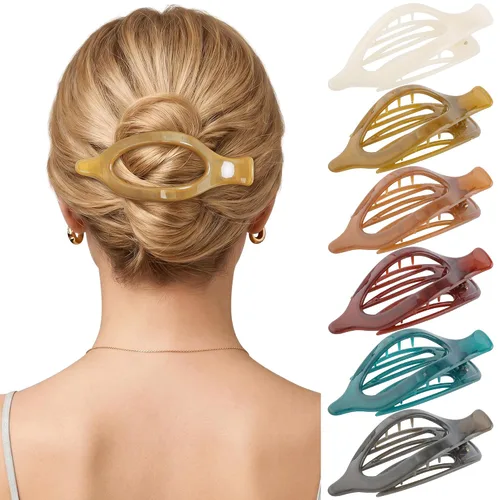 Pinzas de pelo planas francesas para mujer, 6 pinzas planas para cabello fino y grueso, agarre fuerte, agarre antideslizante, pinzas para el cabello