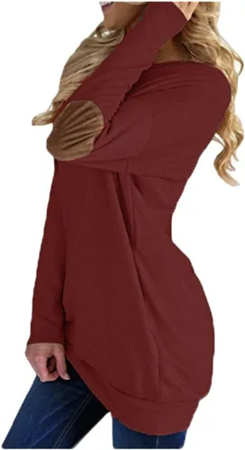 Miniatura 2 de Pink Queen - Blusa suelta de mujer con cuello redondo, camiseta de manga murciélago con parches