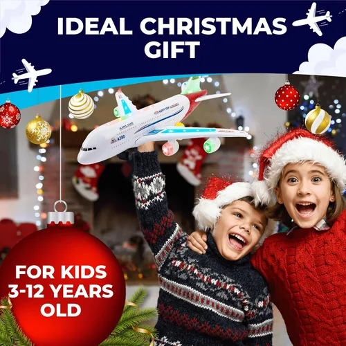 Miniatura 3 de Toysery Juguete de avión o aerobús con hermosas y atractivas luces intermitentes y sonidos realistas de motor a chorro, acción de choca y avanza