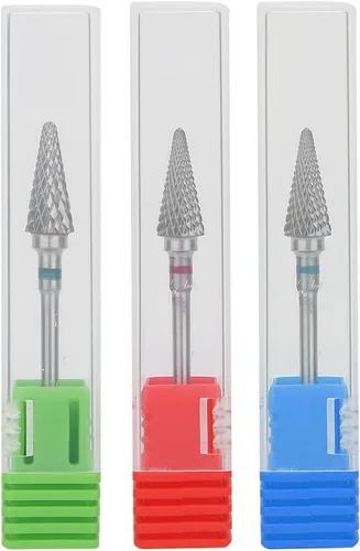 Miniatura 9 de Keenso Broca de uñas, forma cónica profesional, punta de manicura de acero de tungsteno para manicura, pedicura, eliminación de gel, semipermanente