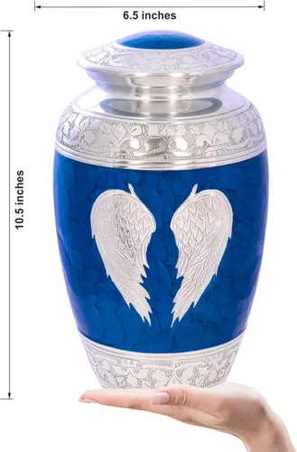 Miniatura 5 de Urna de cremación para cenizas humanas con bolsa de satén, para adultos de hasta 200 libras Urnas funerarias grandes hechas a mano