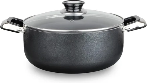 Miniatura 26 de Alpine Cuisine Olla antiadherente de 5 cuartos con tapa de vidrio templado y asas de transporte, utensilios de cocina multiusos, horno holandés