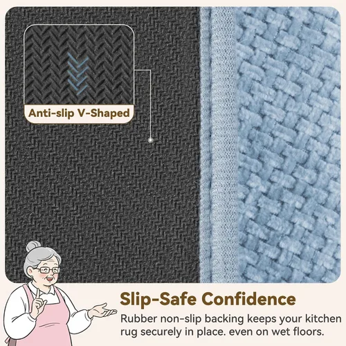 Miniatura 5 de GRANNY SAYS Tapetes de baño azules, de felpilla suave, absorbentes, de 20 x 32 pulgadas, alfombras de baño pequeñas antideslizantes, lavables