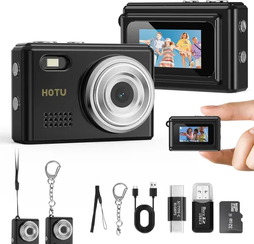 Miniatura 13 de HOTU Mini cámara digital con llavero, mini cámara Y2K de tamaño bolsillo, cámara pequeña de 2 MP 1080P con tarjeta de 8 GB, grabadora de video