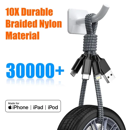 Miniatura 4 de Cable de carga múltiple para cargador de Apple Watch de 6 pies, cable de carga 3 en 1, USB A/C a Lightning tipo C, cable USB C, cable de cargador