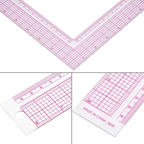 Miniatura 9 de Regla de plástico en forma de L, medida de costura, herramienta profesional a medida (5808) 8.5 x 8.5 in / 8.5 x 8.5 pulgadas 0.99-1.87 oz