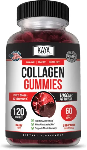 Miniatura 11 de Kaya Naturals Gomitas de colágeno para hombres y mujeres, suplemento Gomitas hechas en la naturaleza – 1000 mg de colágeno hidrolizado, vitamina