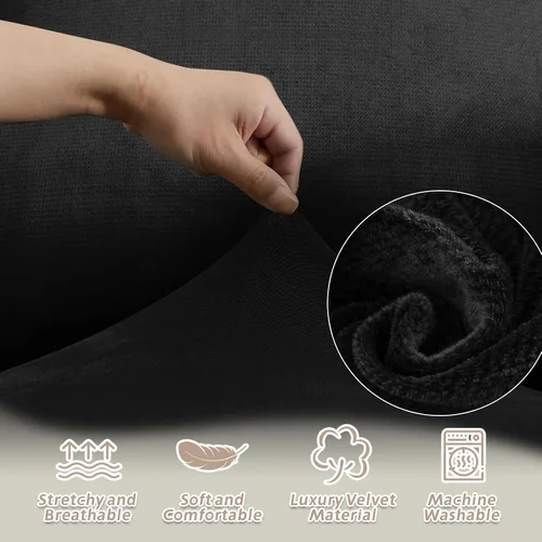 Miniatura 187 de Arfntevss Fundas de sofá seccional reclinable de terciopelo, Funda de sofá seccional de esquina para sofá reclinable, Funda elástica suave