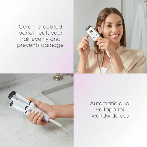 Miniatura 4 de Conair Travel Smart - Rizador de pelo portátil con triple barril de cerámica en blanco