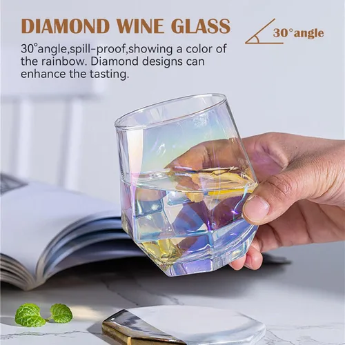 Miniatura 3 de Juego de 4 copas de vino sin tallo (10 onzas), cristalería iridiscente, moderna copa de vino arcoíris para servir vino blanco, vino tinto, cóctel