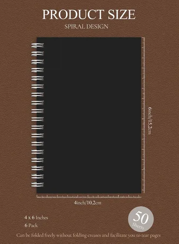 Miniatura 2 de Paquete de 6 cuadernos en espiral de 4 x 6 pulgadas, cuadernos en espiral, bloc de notas forrado, cuaderno forrado en espiral con 50 hojas, 100