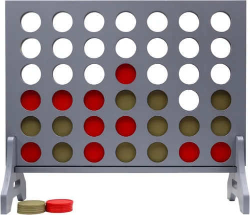 Miniatura 40 de Juego gigante 4 en una fila para familia y adultos – Tailgating Pros Jumbo de madera gris cuatro en una fila juego de patio para interiores