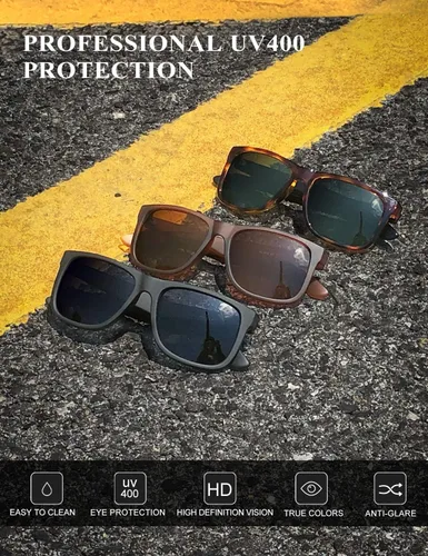 Miniatura 2 de KALIYADI Lentes de sol para hombre, color negro mate, para mujer, lentes polarizados de gran tamaño, protección UV, paquete de 3