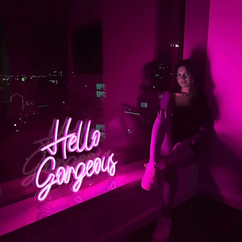 Miniatura 7 de Kavaas Letreros de Neón Hello Gorgeous para Decoración de Pared, Letrero de Luz de Neón Hello Gorgeous con Interruptor Regulable - Letrero Hello