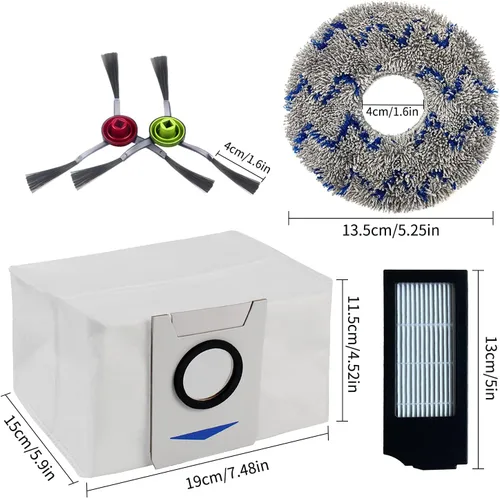 Kit de piezas de repuesto para el cuidado del suelo para aspiradora compatible con ECOVACS DEEBOT X1 Omni / X1TURBO / X1 Plus Robot Aspirador, 5