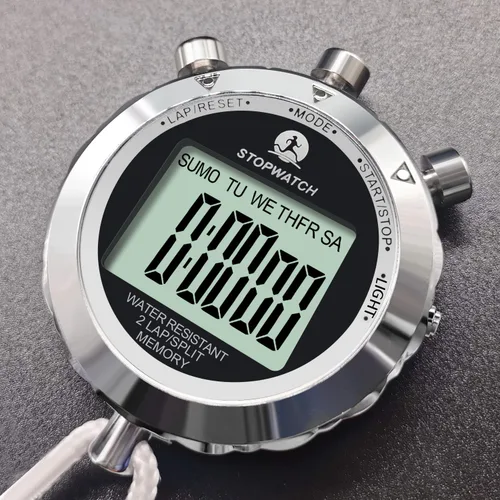 Miniatura 5 de cronómetro de metal para deportes, 10/100/400 vueltas, cronómetros y temporizador para entrenador deportivo, carrera con temporización de 0.01