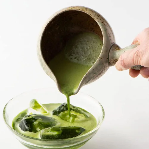 Miniatura 2 de KIMIKURA Cuenco matcha con boquilla y mango/Enfriador de agua Yuzamashi para té verde -Tokoname yaki Té Japonés