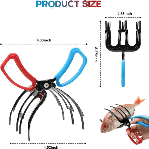 Miniatura 5 de Fish Claw Gripper, Fishing Pliers Gripper, Claw Fish Gripper, Metal Fish Control Clamp Tong Tackle Tool, Multi-Functional Lightweight Non-Slip Fish