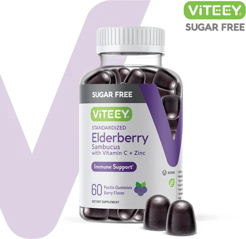 Miniatura 2 de VITEEY Sambucus - Gomitas de saúco para adultos y adolescentes + zinc y vitamina C, sin azúcar, suplemento de hierbas para apoyo inmunológico