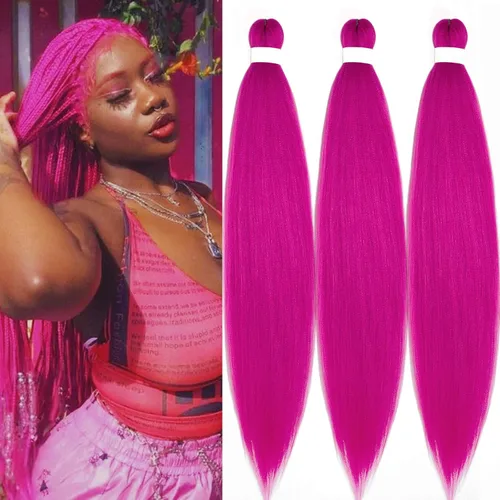 Miniatura 79 de pelo trenzado preestirado marrón, pelo trenzado Kanekalo, pelo trenzado preestirado de 26 pulgadas, 6 paquetes plegados, textura Yaki, extensiones
