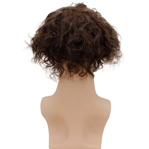 Miniatura 4 de Rizado Hombres Toupee - Sistemas de reemplazo de cabello humano para hombres, postizo de 0.787 in, rizado con bucle en V, pelucas de poliuretano