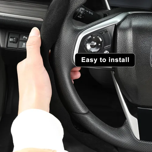 Miniatura 7 de Funda de gamuza para volante de automóvil, antideslizante, segmentada, adecuada para automóvil, SUV, camión, forma O/D, protector de volante
